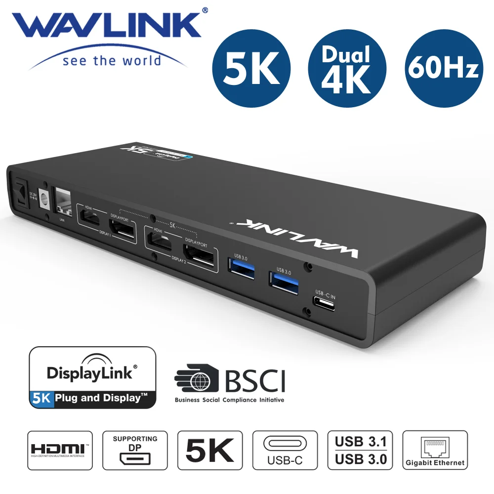 Wavlinkユニバーサルドッキングステーションdisplaylink 5 18k USB-C