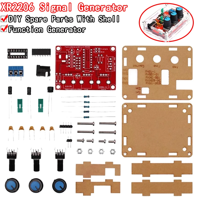 XR2206 High Precision Signal Generator DIY Kit Sine Triangle Square Waves 1Hz 1MHz Frequency Range Adjustable Frequency