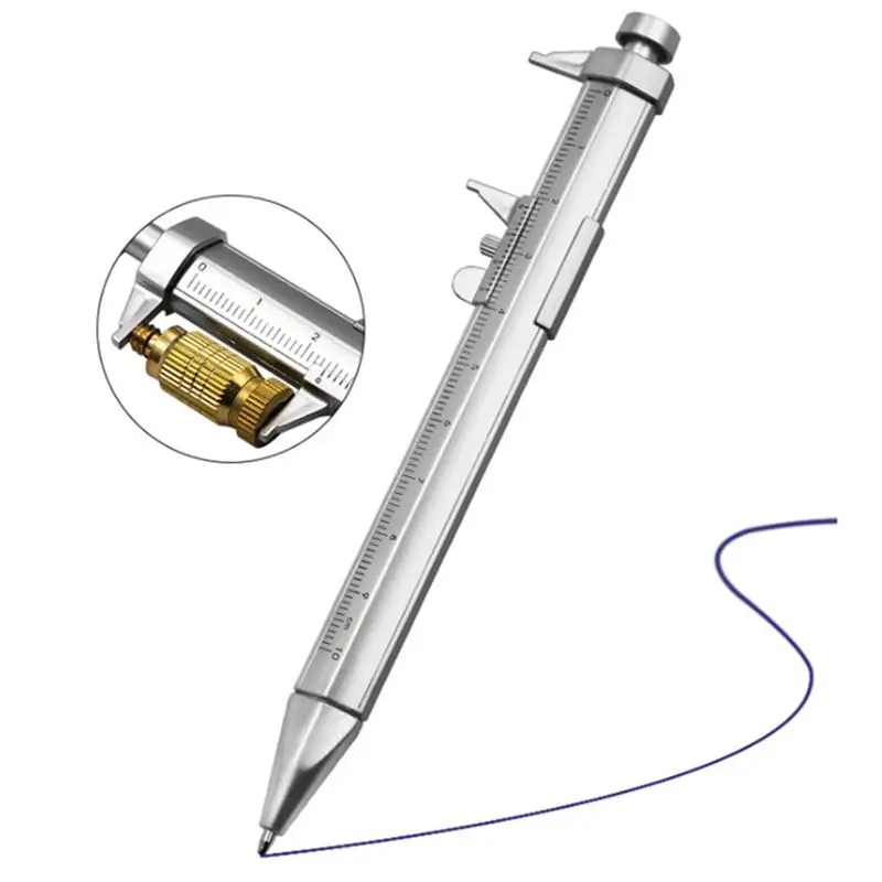 100Pcs Multifunction 1.0Mm Gel Ink Pen Vernier Caliper Roller Ball Pen Stationery Ball-Point Pens Blue Ink-AT30
