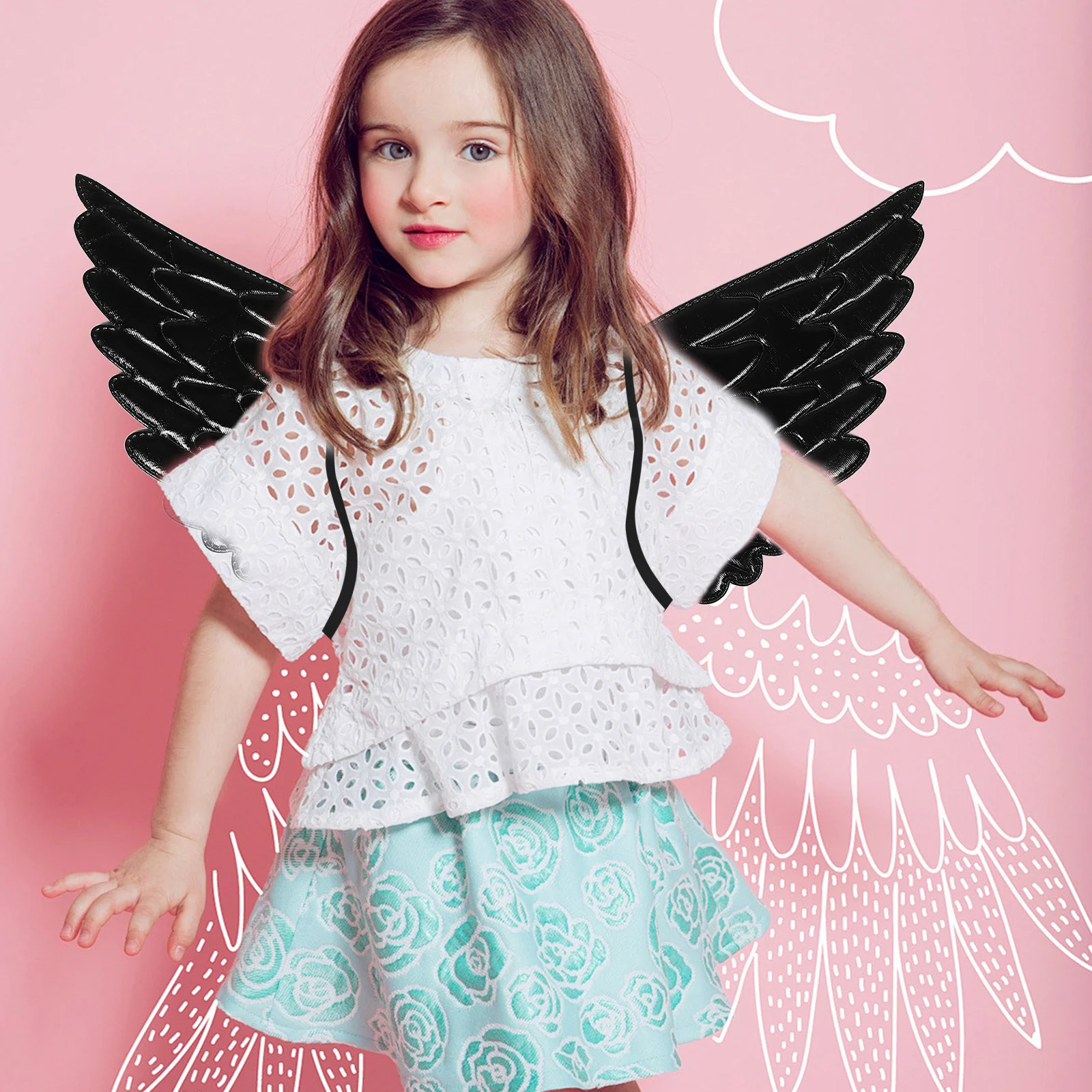 Costume d'ailes pour filles, fée d'ange, Cosplay, accessoire de déguisement de fête, Costume d'ange réglable pour bébé, ensemble d'ailes de princesse