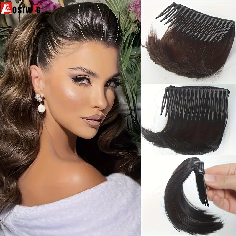 

Синтетический черно-коричневый флюгер для волос Aosiwig с расческами, женские расчески, подушечки для волос, аксессуары для наращивания волос, заколки для волос на каждый день