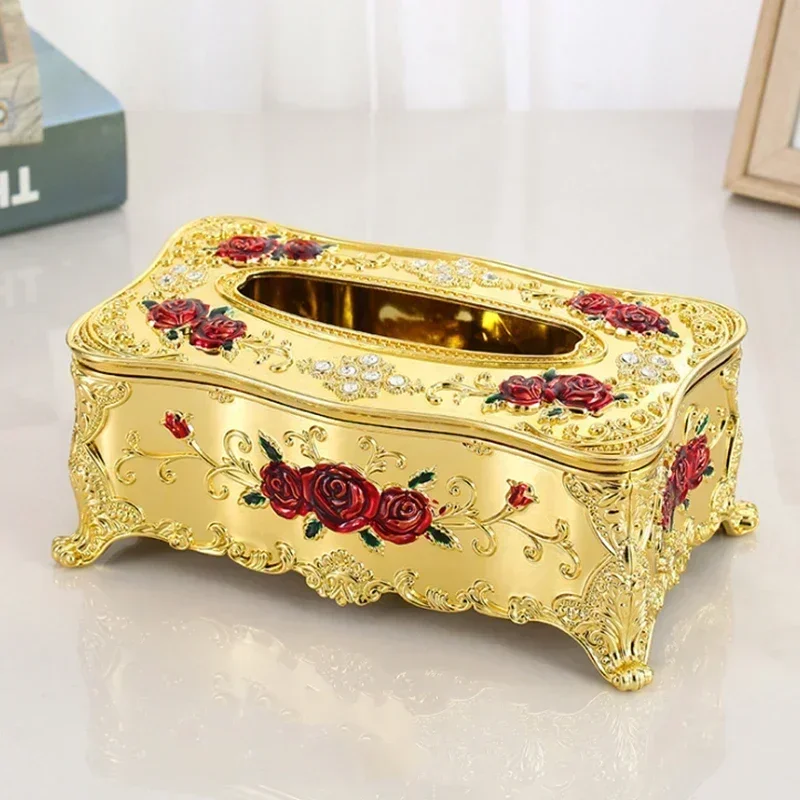 High-end Napkin Box Gold Silver European Tissue Box for Living Room Bedroom Home Storage Accessories