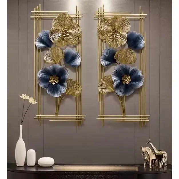 Nordic Home Livingroom Wall Sticker Iron Plants Flowers Wall Hanging Ornaments Hotel Lobby Metal Wall Mural Decor Wedding Gifts