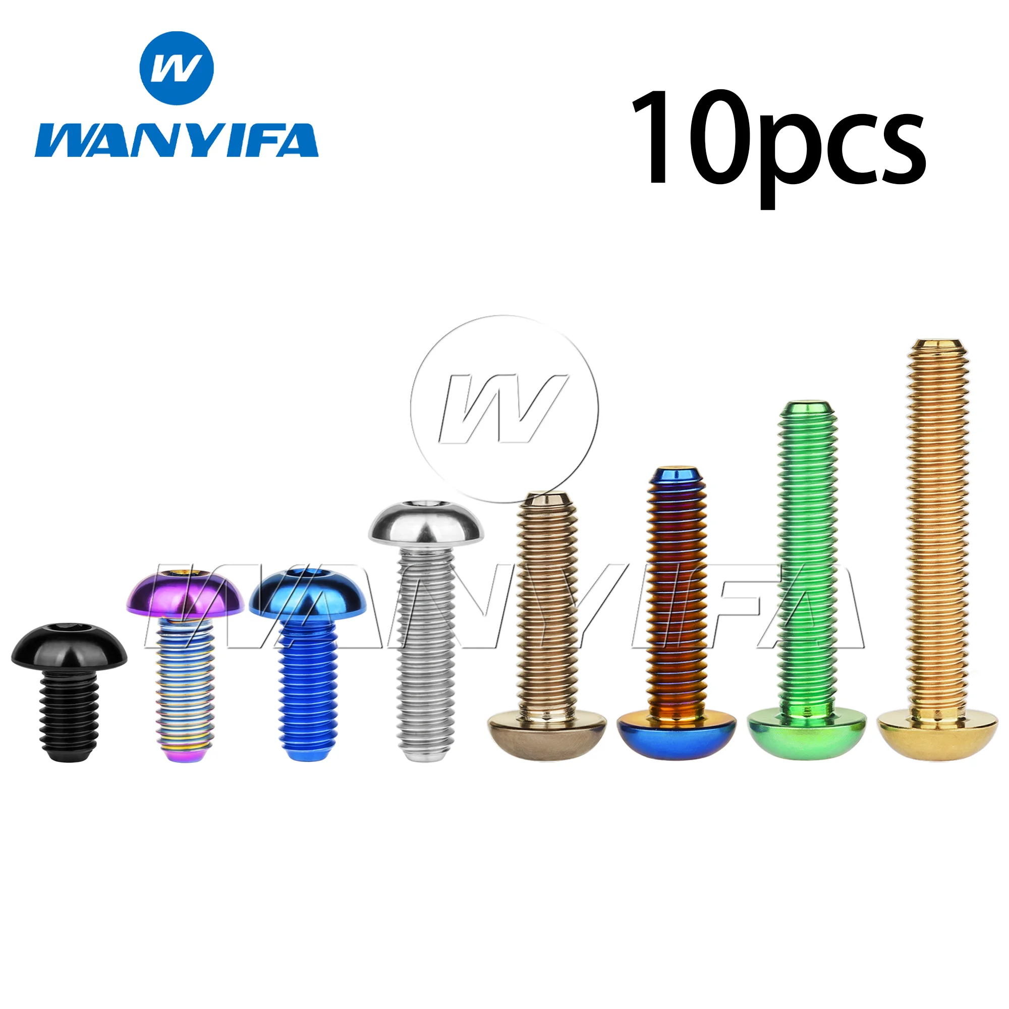 Wanyifa Titanium Bolt M5x8 10 12 15 18 20 25 30mm Button Head Allen Key Screw for Water Bottle Cage Bike Bolts 10Pcs