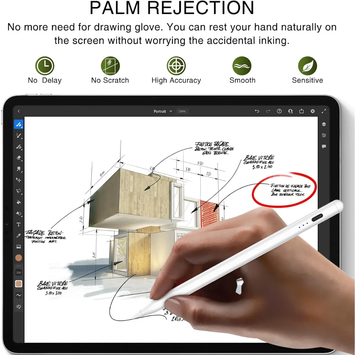 

Стилус для iPad 2018-2025, отклонение карандаша для iPad Air 3/4/5/M2/M3, iPad mini 5/6, iPad 6/7/8/9/10/11, iPad Pro 11 дюймов/12,9 дюйма/M4