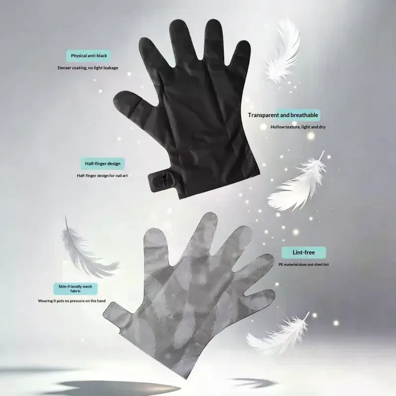 /Kuz/Professional Protection Gloves Home Anti UV Gloves For Manicures Protect Hands Nail Art Stretchy Fingerless Glove 1 Pair