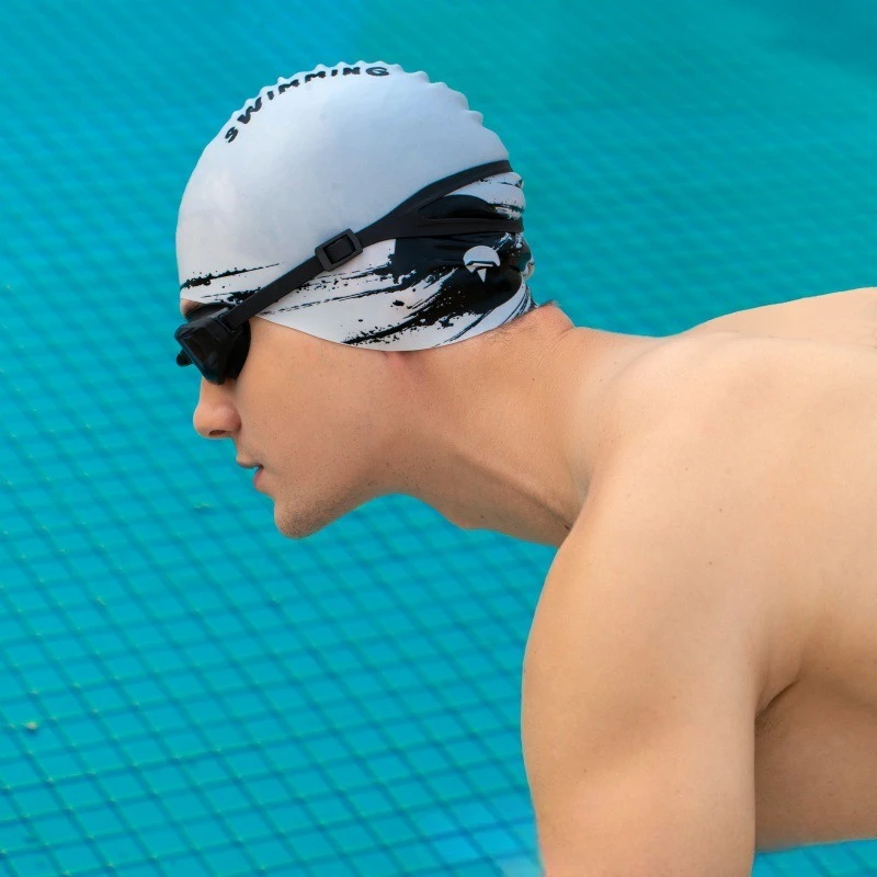 Adults Swimming Caps Women Fashion Print Ear Protection Wat…
