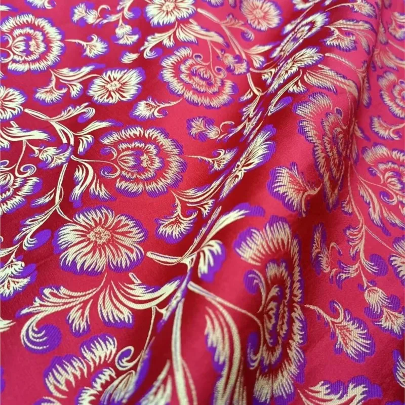 38 M Tang 100% Mulberry Silk 140 Width Han Clothing Cheongsam Red Wedding Clothes High-Quality Yarn-Dyed Noble Fabric