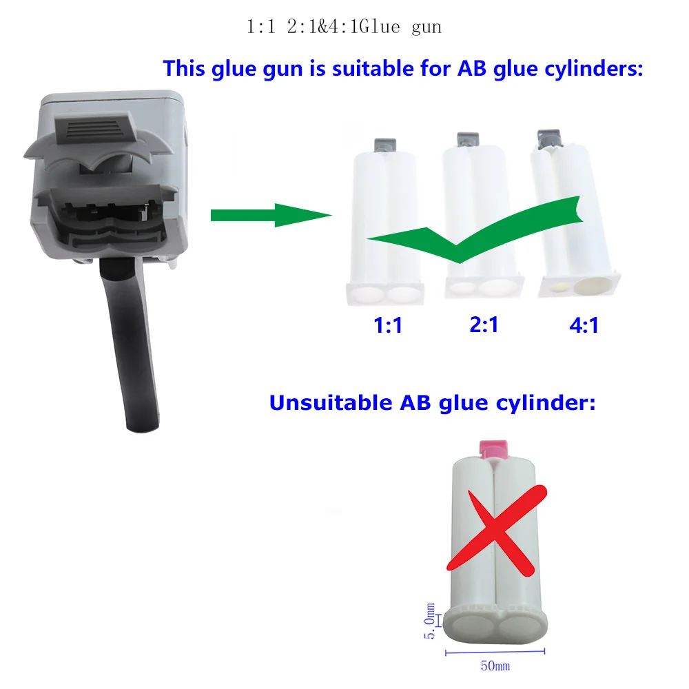 Imagem -03 - Pistola de Cola Epóxi de Dois Componentes ab Aplicador Aperto Adesivo Calafetagem Manual Mista 1:1 2:1 4:1 10:1 50ml