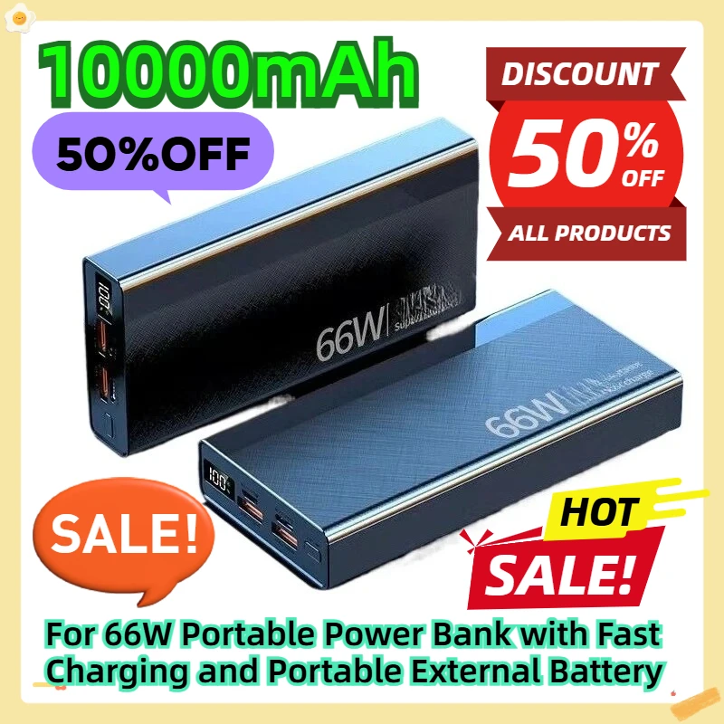 

10000mAh For 66W Portable Power Bank with Fast Charging and Portable External Battery