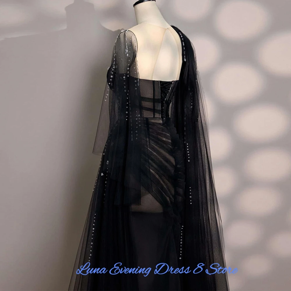 High Quality Tulle Crystal Evening Dresses Luxury Watteau Train Customized Prom Dresses Delicate Beading Special Occasion Gowns image 5