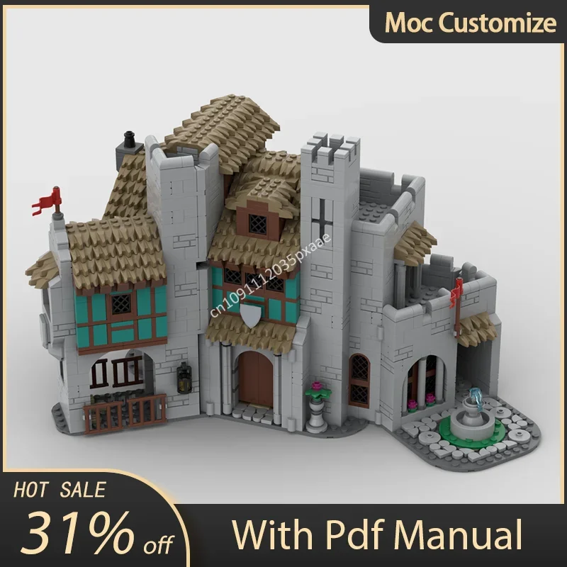 

2046 шт. Moc Baron's Manor, средневековый модульный замок, набор строительных блоков, сделай сам, креативная детская сборка, развивающие кирпичи, игрушки, подарки