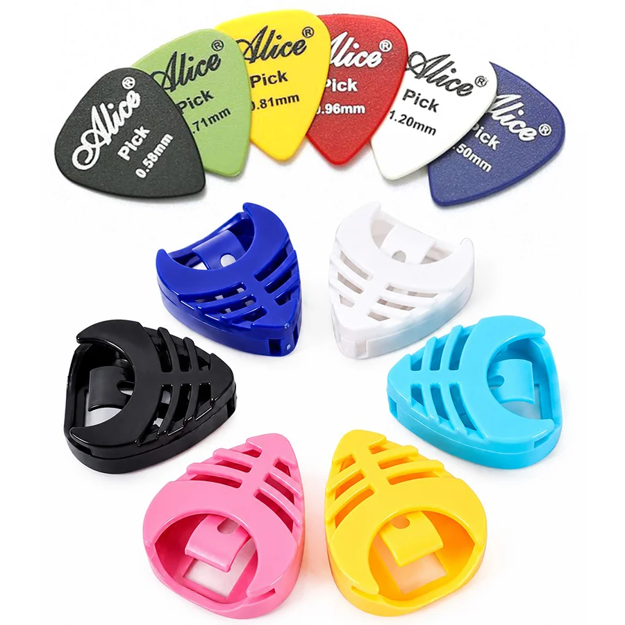 12PCS Guitar Props Kit Random Color Mix Size Guitar Picks with Heart Shape Plastic Pick Case Plectrum Storage Holder for ZYF