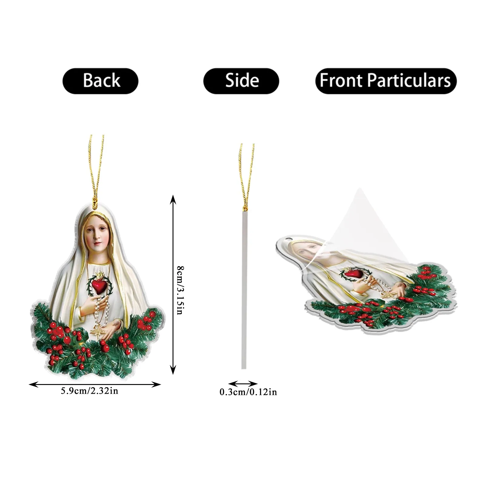 2D Flat Acrylic God's Prayer Pendant Mini Car Backpack Hanging Decoration Keychain Accessory Holiday Gift for Believers