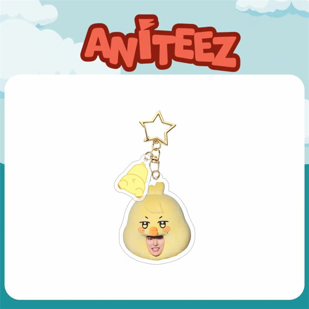 Korean Boy Group Ateez Keychains Aniteez Head Acrylic Pendant Keyring Hongjoong Seonghwa Yeosang Accessories Gift