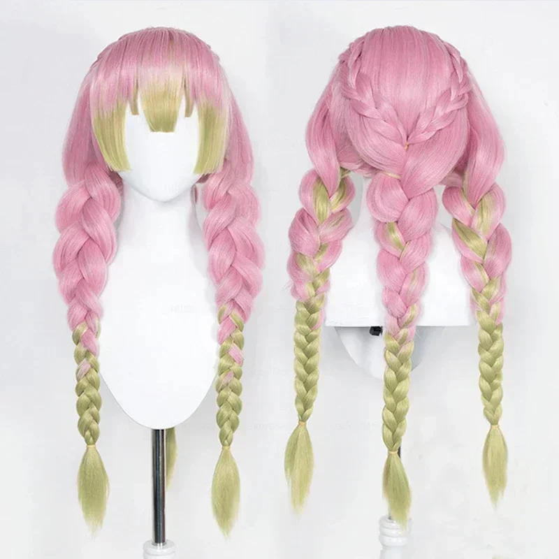 

Mitsuri Kanroji Cosplay Wig Demon Slayer Kimetsu no Yaiba Long Pink Green Heat Resistance Hair Authentic Cosplay Wigs Wig Cap