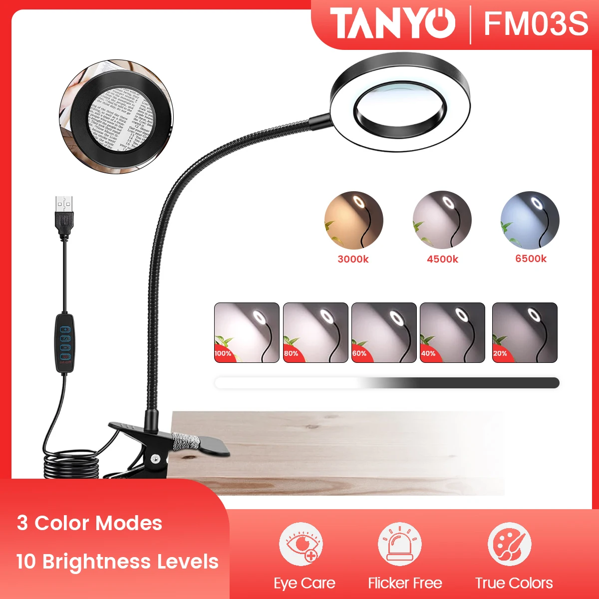 �y�Z�[�����z���^ LED �g�勾�f�X�N�����v 3 �F & 10 �P�x�N���b�v�I���f�X�N�����v�͂񂾂���/�C��/�N���t�g/�l�C���Ɩ��g�勾�p