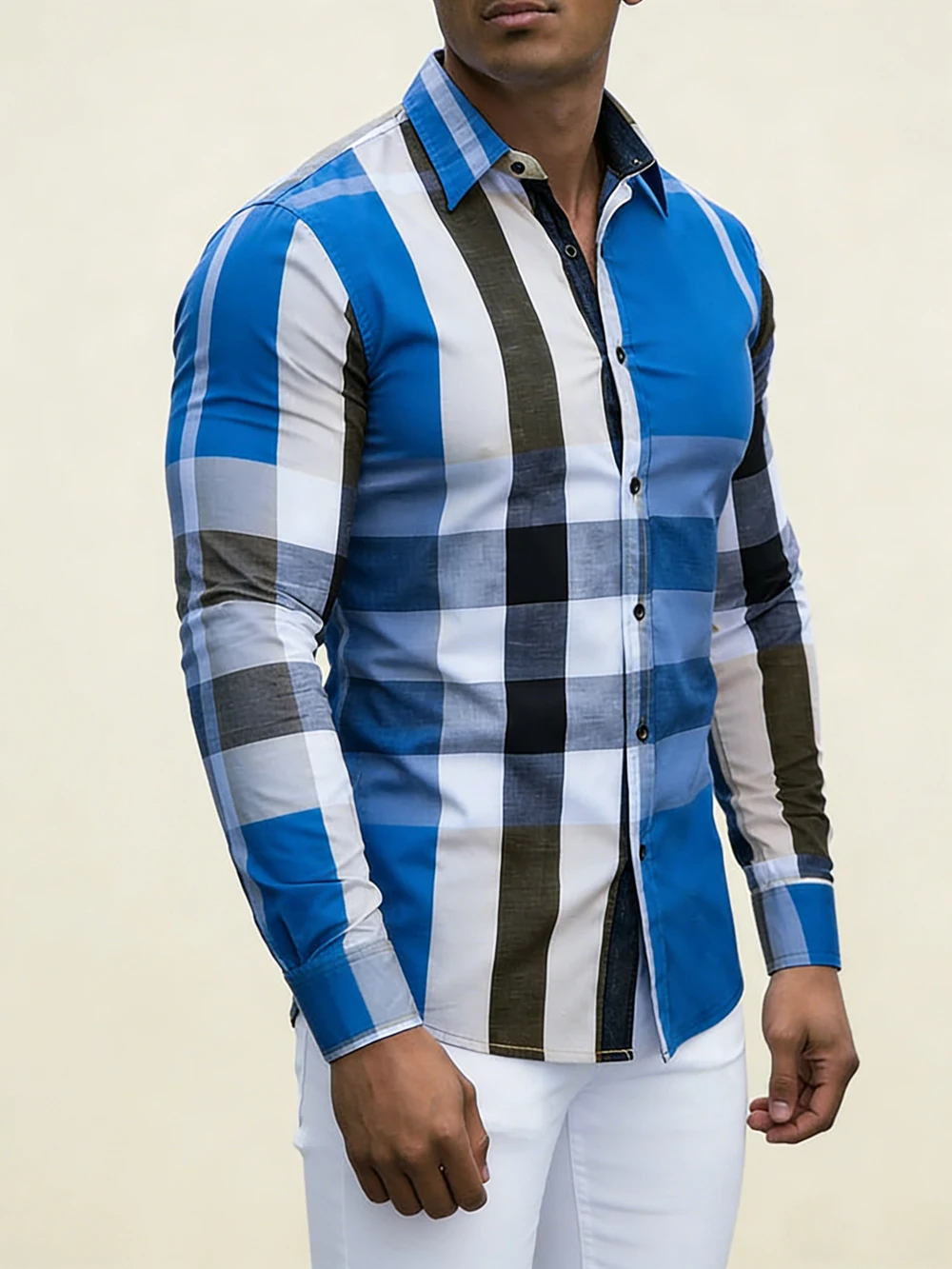 

Men's Striped HD 3D Printed Shirt Business Casual Long Sleeve Top Beach Party Hawaiian Clothes Plus Size Men's Clothing