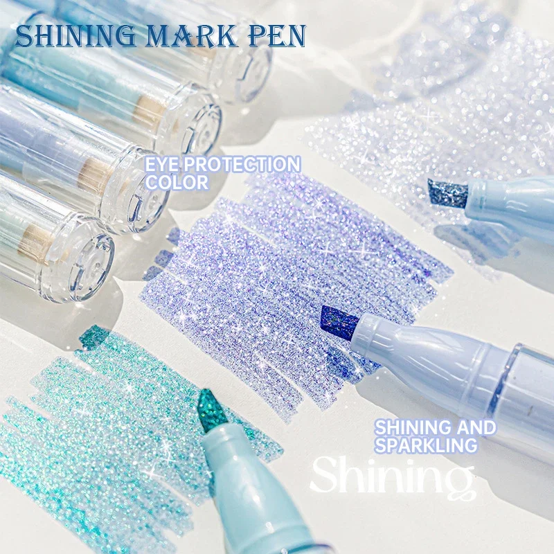 4 قطعة/المجموعة/مجموعة علامات هايلايتر لامعة أدوات مكتبية كاواي للعودة إلى اللوازم المدرسية لرسم الكتابة على الجدران ملحقات المدرسة