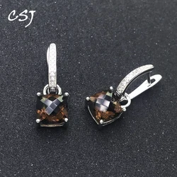 Trendy Natural Smoky Quartz Earring 925 Sterling Silver Gemstone Cushion 8mm 4ct for Women Party Birthday Christmas Jewelry Gift