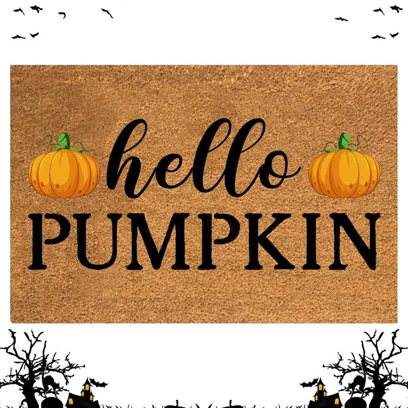 Pumpkin Floor Mat Non-Slip Front Door Rugs Halloween Pumpkins Decorative Floor Mat Seasonal Fall Halloween Party Carpet For