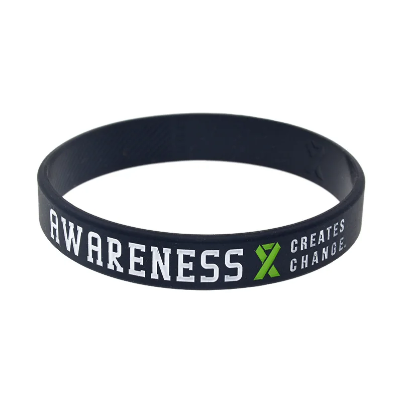 1 PC Liver Cancer Awareness Creates Change Silicone Wristband Black Bangle