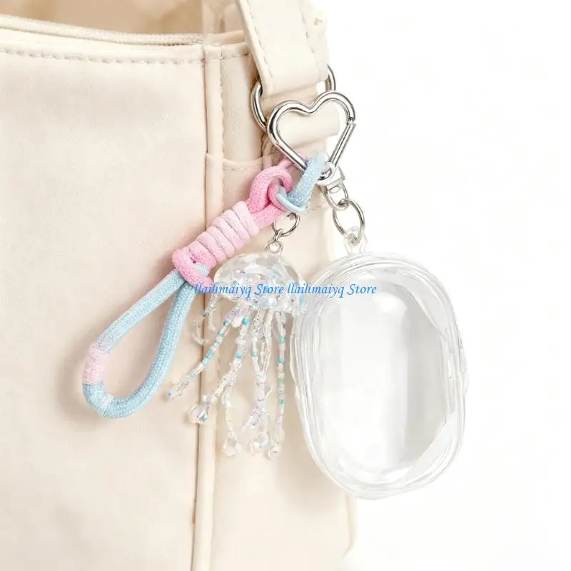 

573B Creative Beaded Butterfly Holder Clear Compact Case For Wallet Keys Cosmetics