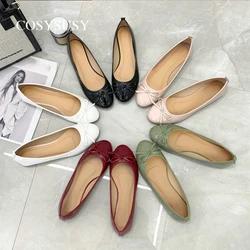 Women's bow flat shoes round toe soft sole non-slip comfortable white daily  casual  ballet shoes