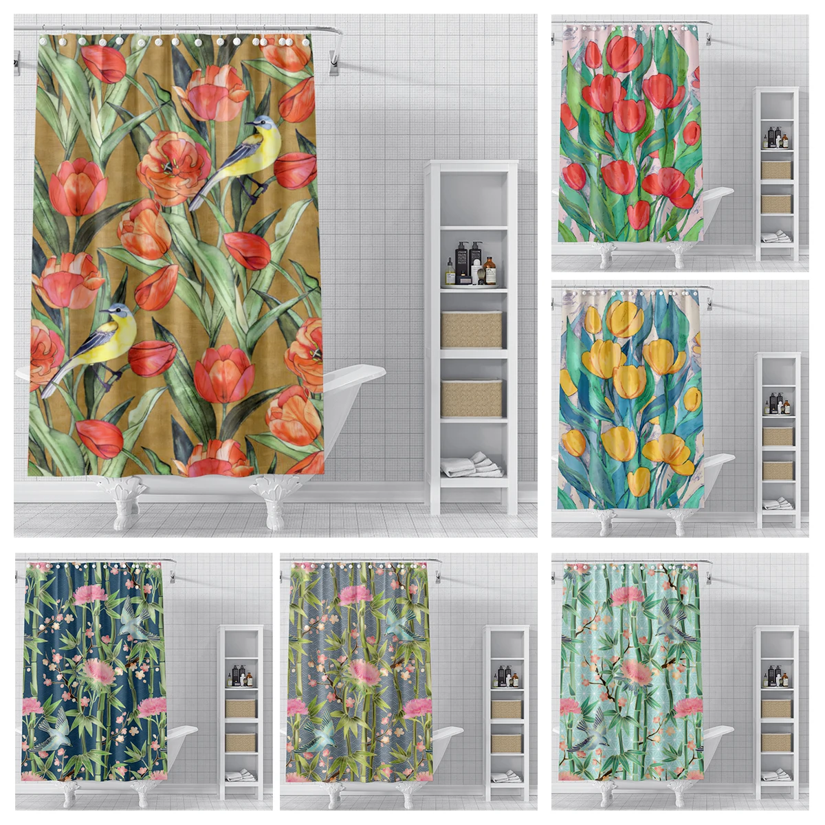 

Занавески для домашнего душа для ванной комнаты, водонепроницаемые занавески из ткани в современном скандинавском стиле для ванной комнаты, занавески 180x200 с изображением цветов, растений, фруктов, милых животных