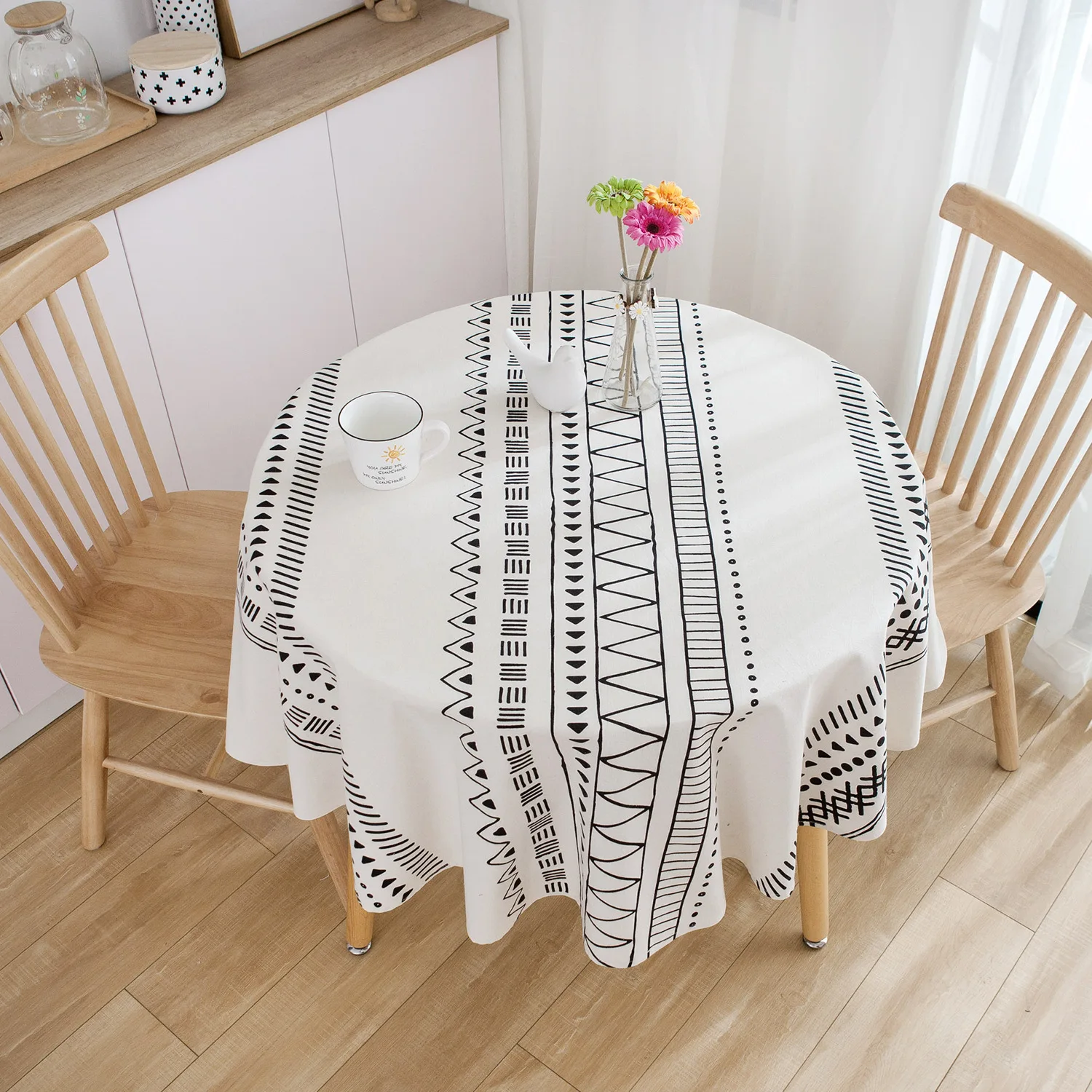 

Round Tablecloth Wedding 150cm Japan Style Tablecloth Cotton Linen Nordic Table Cover For Home Wedding Party Banquet Decoration