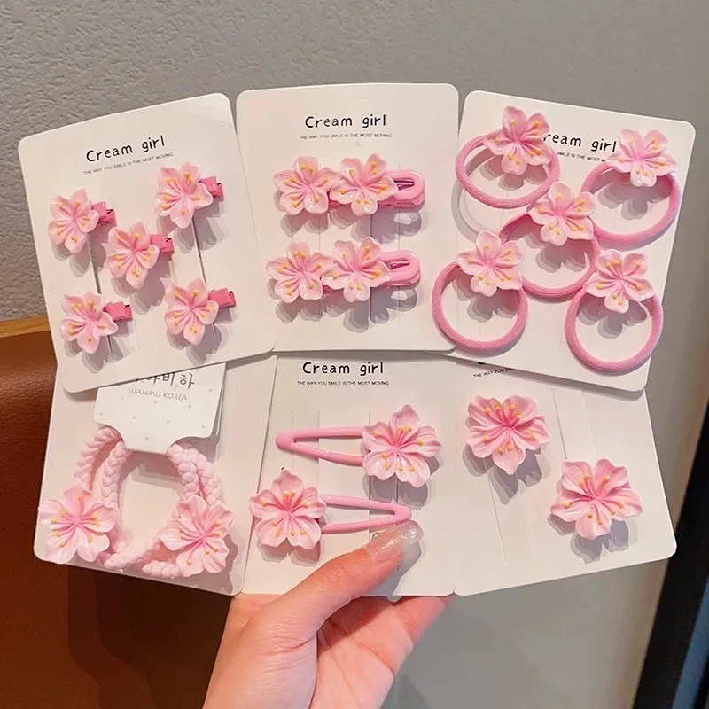 New 2/5pcs Super Immortal Pink Mini Sakura Hair Clips Female Trend Lovely Sweet Style  Hairpin Daily Party Gifts New Headwear