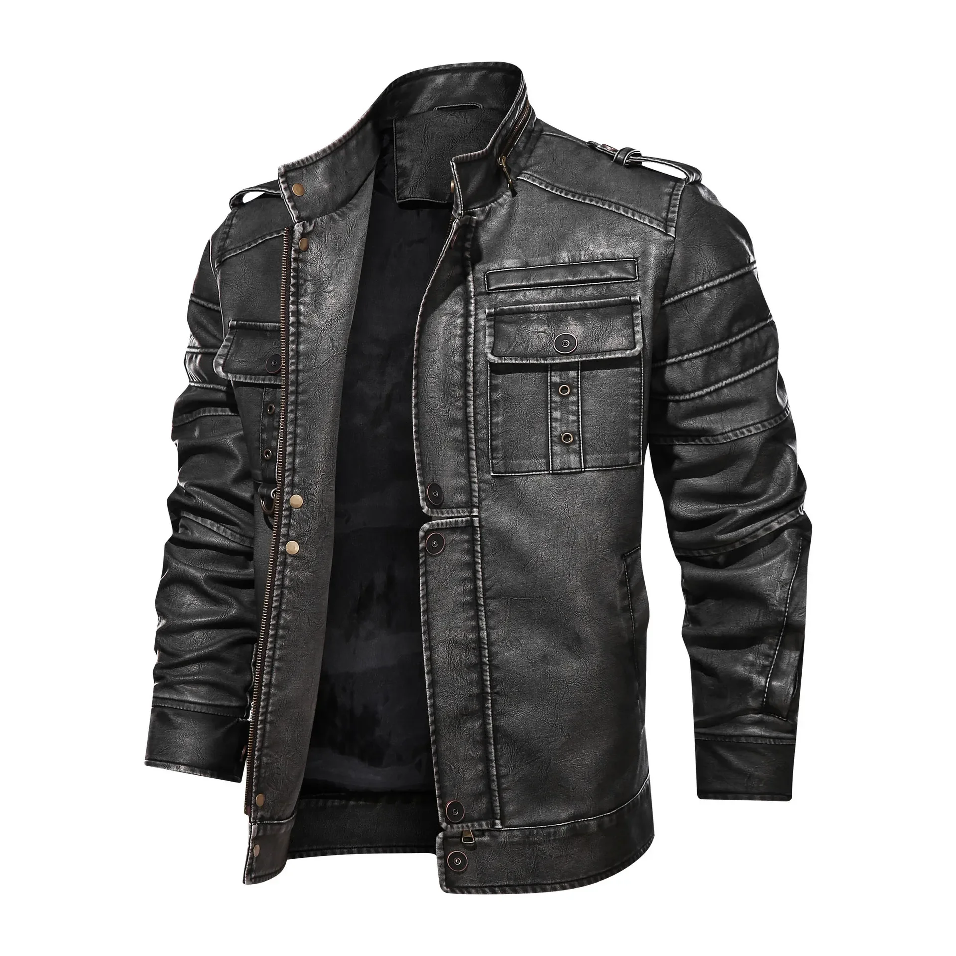 Maidangdi Custom Leather Jacket Men's Casual Washed Leather Jacket Trendy Large Size