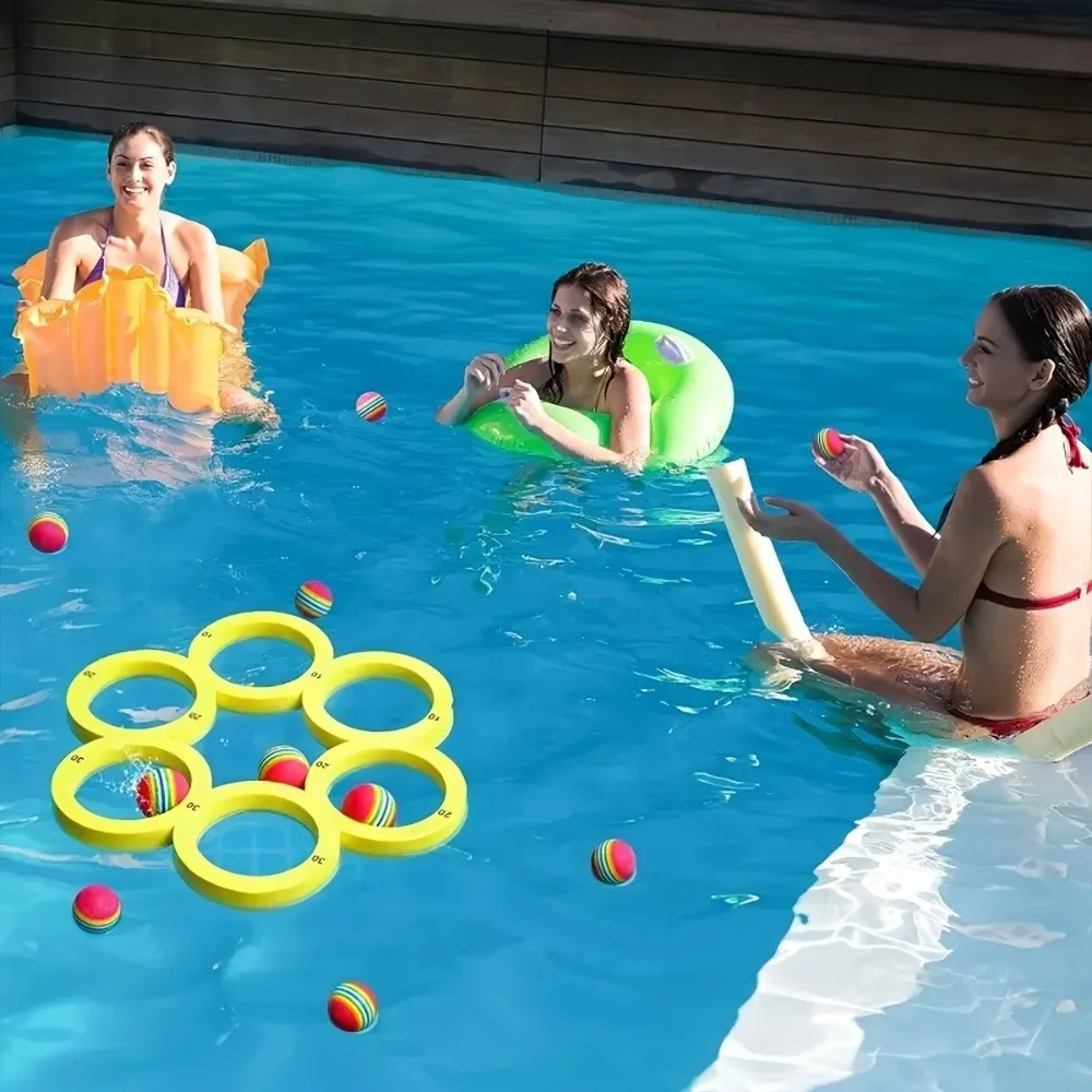 EVA Foam Water Ring Toss Game Floating Target Ring Toss Pool Toss Water Play Lightweight Floating Toss Set Family Gatherings