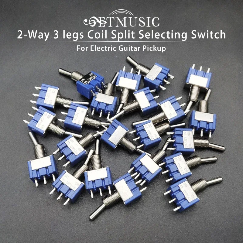 10Pcs Two Way 3 legs Mini Electric Guitar Humbucker Pickup Coil Split Selecting Switch AC 125V 6A ON/ON Blue