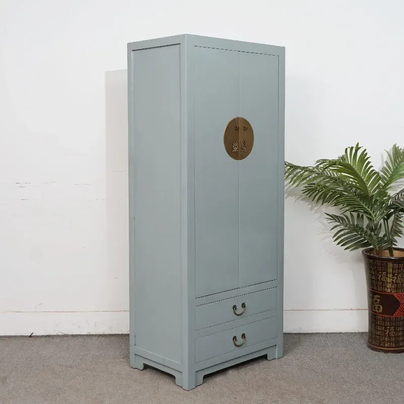 New Chinese Style Solid Wood Wardrobe Simple Multi Function Large Capacity Storage Cabinet Antique Locker