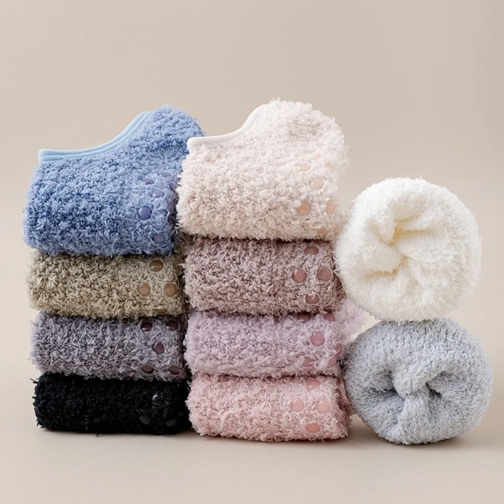 جوارب سميكة دافئة مقاومة للبرودة بلون سادة جوارب أرضية غير قابلة للانزلاق من الصوف المرجاني للشتاء #1