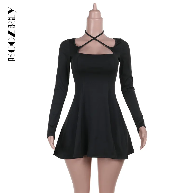 Boozrey Damen träger losen Gürtel Halfter Langarm Slin Fit Bodycon Mini kleider Damen Sommer Split Party Kleider Cocktail Clubwear