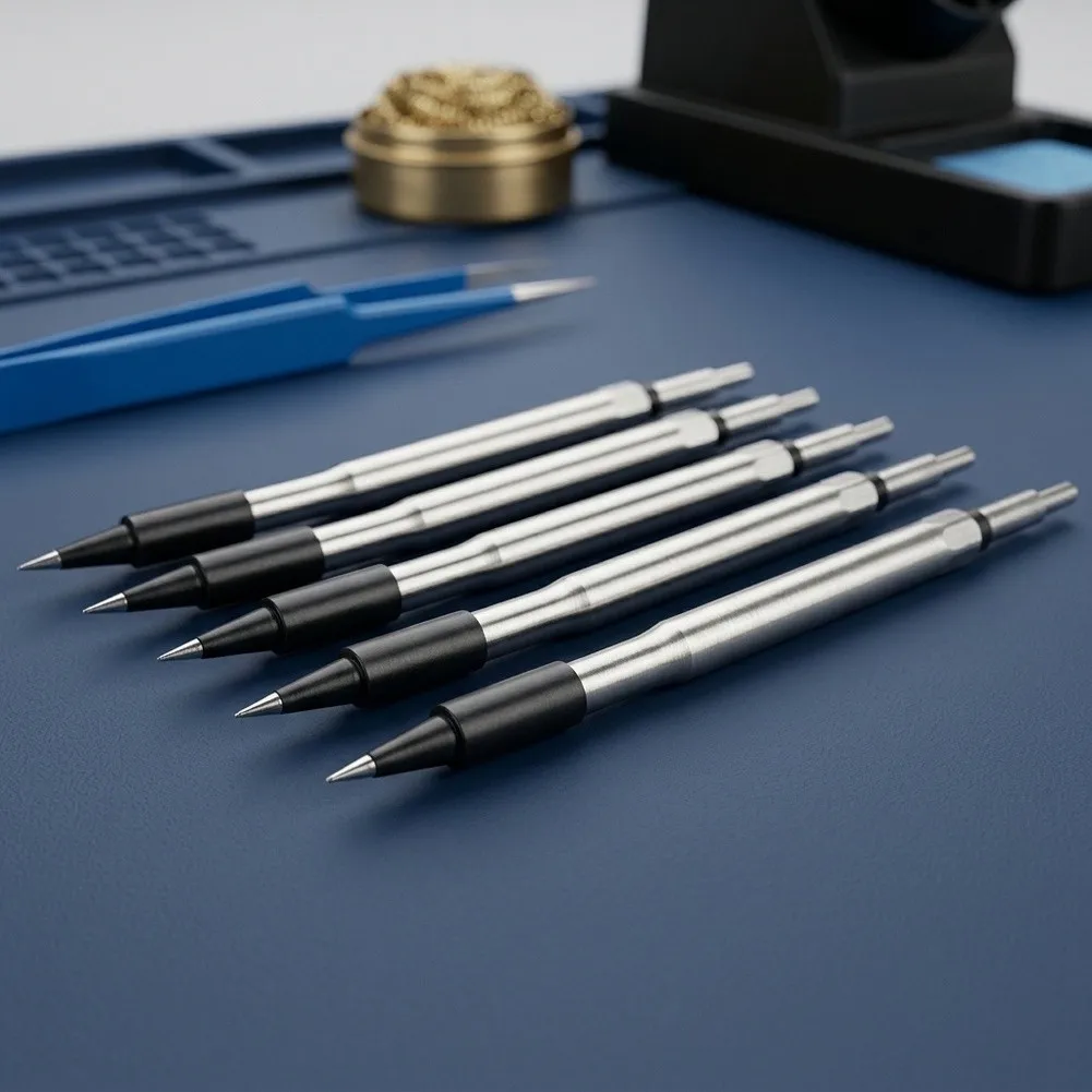 5pcs C210 Soldering Iron Tips With Integrated Heating Core Chisel Round Horseshoe For Portable USB Station Repair Tool