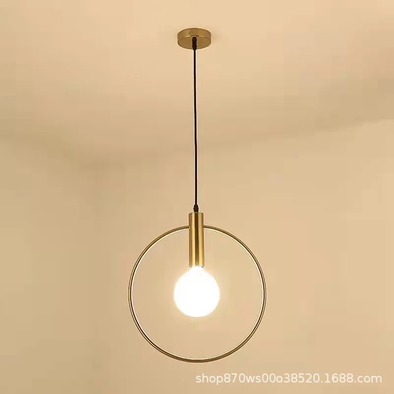 Nordic postmodern minimalist gold pendant with single head three head dining room bedroom bedside small pendant lamp