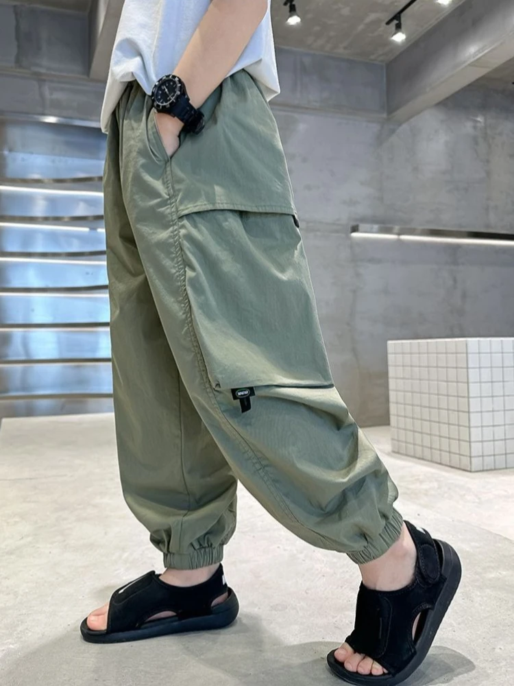 2026 Boys Summer Quick Dry Casual Lightweight Sports Pants New Mosquito Repellent Trendy Kids Clothing  137