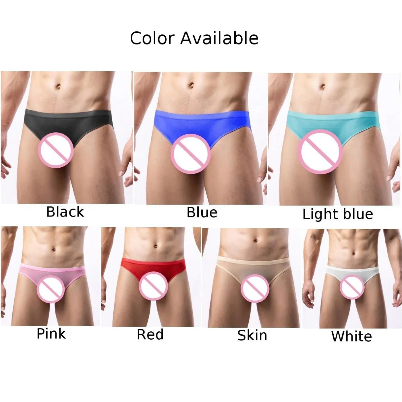 Mens Sexy Panties Ice Silk Briefs Bulge Pouch Underwear See-Through Underpants Elastic Breathable G-string Thongs