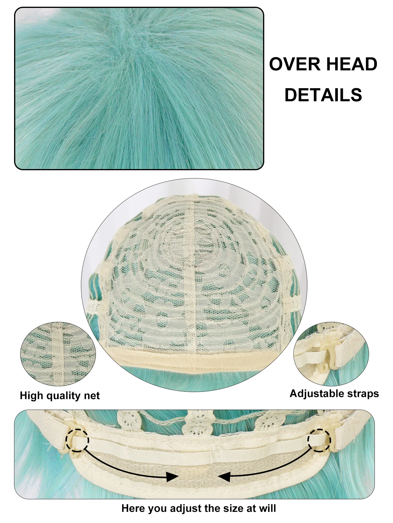 Parrucca verde chiaro Parrucca corta diritta Bob verde menta Film di cartoni animati Costume cosplay di Halloween Parrucche Animie