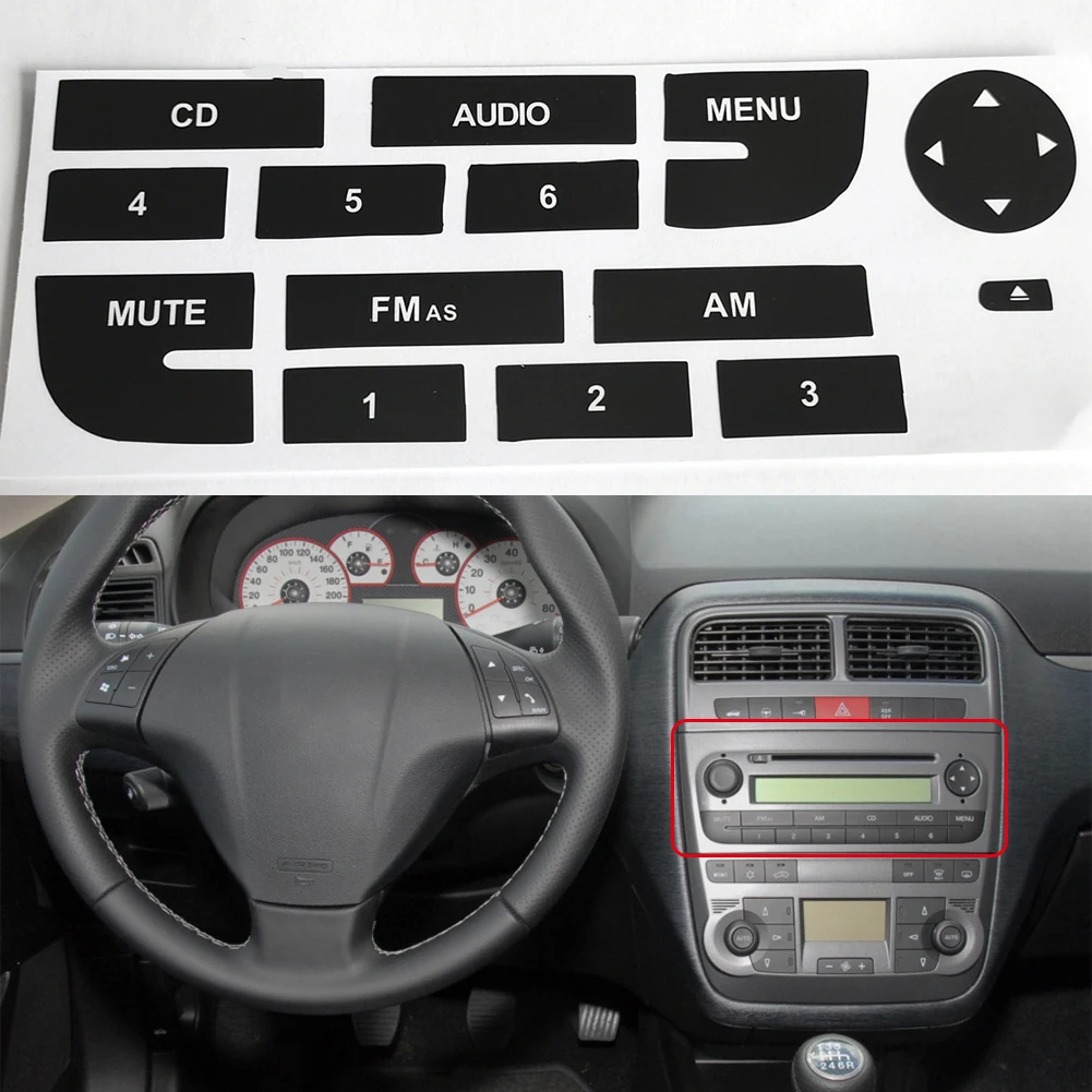 Car Front Radio Button Repair CD Decals Stickers Replacement For Fiat Grand Punto Car Radio Audio Button Repair Decals Stickers