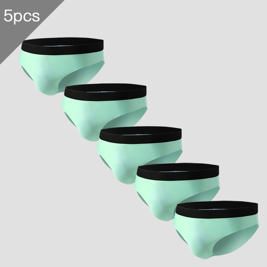 

5PCS Men's underwear: Ice-silk seamless breathable ultra-thin triangle pants, cool, soft and comfortable underpants for summer