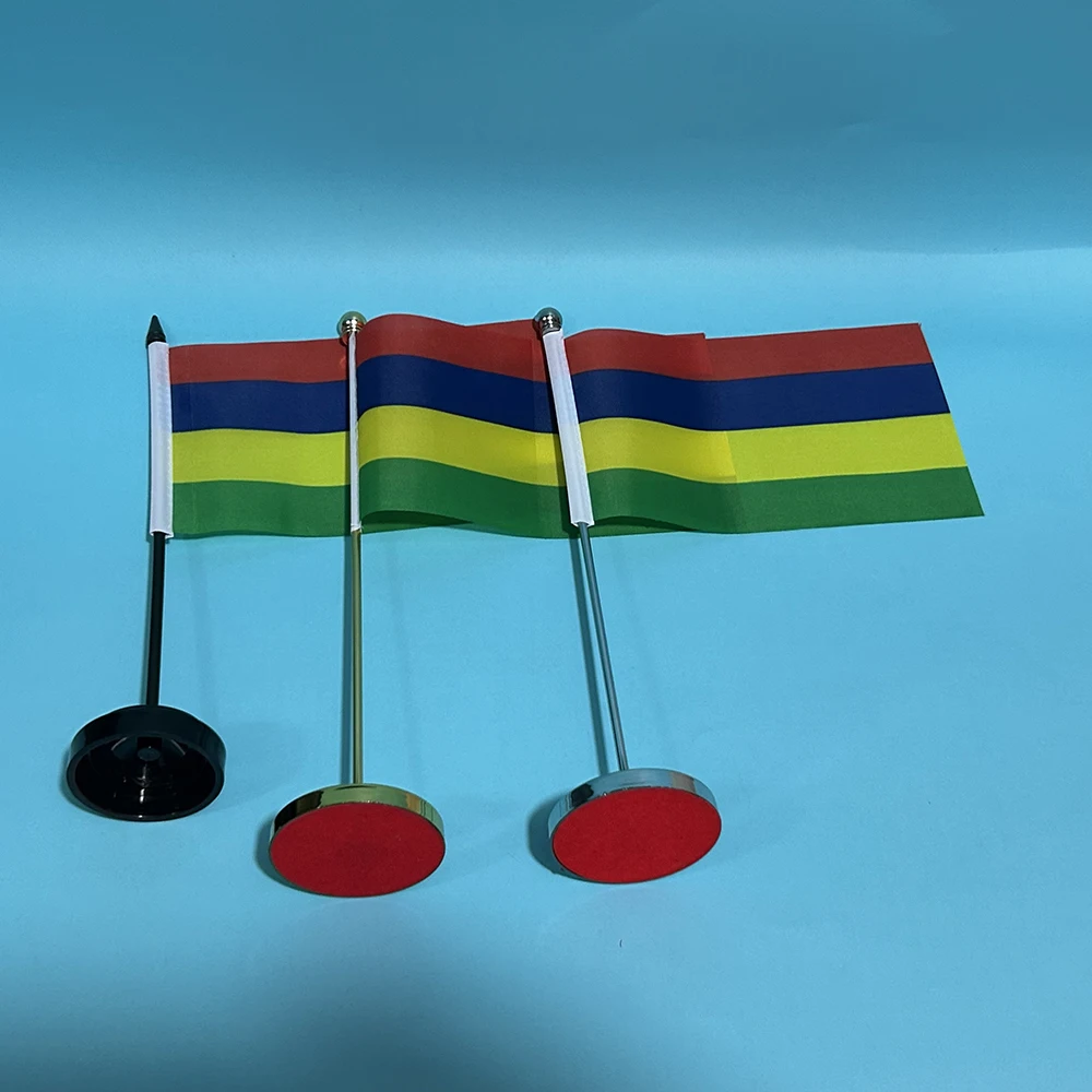 SKY FLAG Office Desk Flag of Mauritius Flag 14x21cm Polyester Mauritius National Flag Country Banner Desk Ornaments Flags