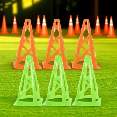 6 uds conos de entrenamiento taladros de agilidad de fútbol Material PP duradero Color brillante alto reconocimiento uso en interiores y exteriores