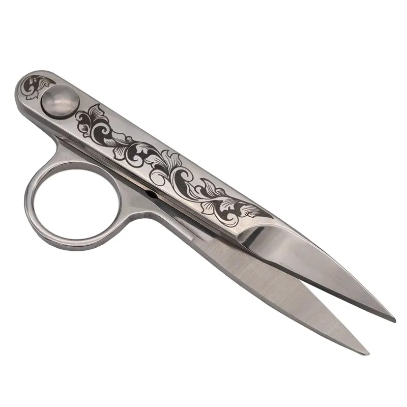 Handmade Retro Outdoor EDC Stainless Steel Paper Scissors with Carved Patterns