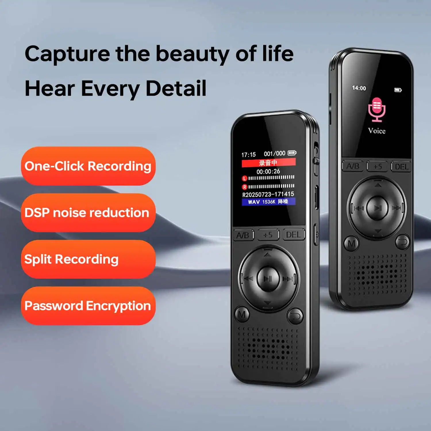 مسجل صوت احترافي عالي الدقة محمول بحجم الجيب للطلاب، واجتماعات العمل، وتسجيل الصوت عالي الدقة مسجل صوت بجودة الاستوديو مع تسجيل صوتي بدون فقدان للجودة وإلغاء الضوضاء #3