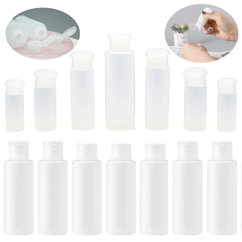 

50pcs 10ml-100ml Empty Squeeze Plastic Bottles with Flip Cap Leak Proof Refillable Travel Cosmetics Container for Lotion Shampoo