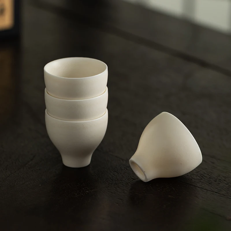 Matte Ceramic Tea Cup with Coaster Single Cup White Porcelain Drinking Cup Flower Pattern Cup Holder for Hostess Small Guest Cup - view 3